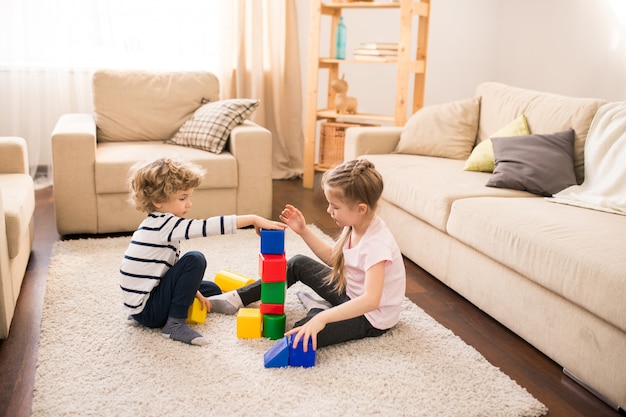 Siblings playing