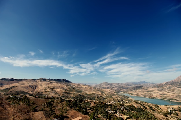 Sicily, mountains and lake