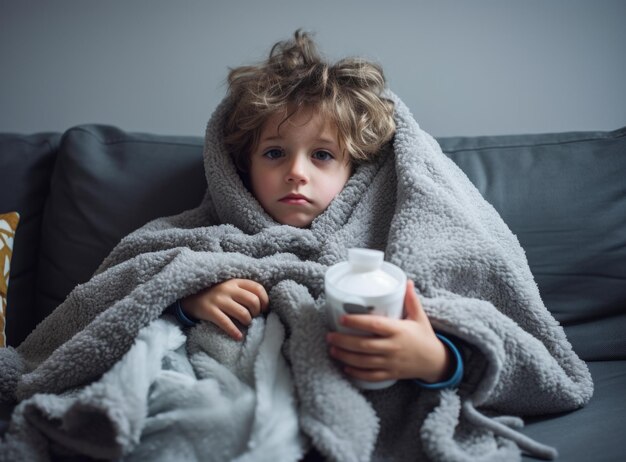 Sick child fever cold in baby fever treatment body aches virus respiratory illness seasonal illness kid's care