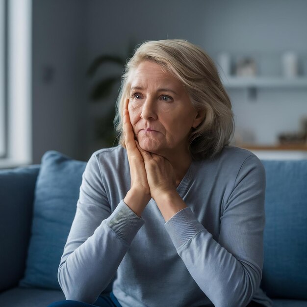 Photo sick woman in home