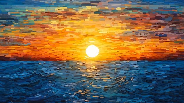 Sid sunset ocean mosaic sun amazing light trireme insanely quality layered paper dawn bluish solar