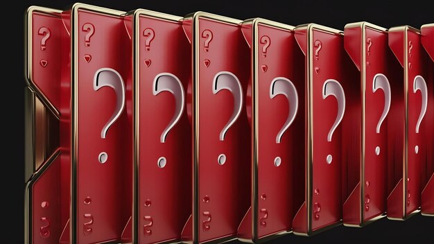 Side border of red cards with question marks