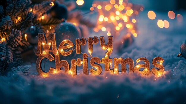 Side Lighting Merry Christmas concept creative horizontal art poster