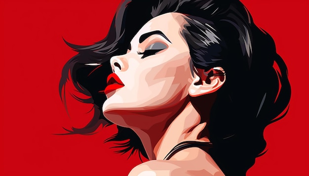 side pose girl red lipstick vector