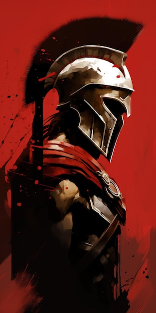 A side profile illustration of a greek spartan Generative AI