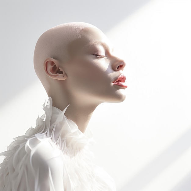 Side profile of model with alopecia