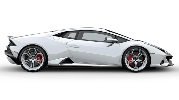 Боковой профиль белого Lamborghini Huracan