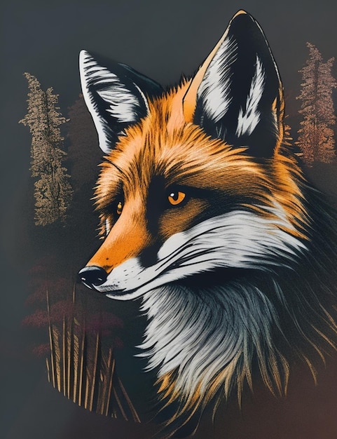 Foto il profilo laterale della volpe selvatica è illustrato in stile vettoriale 2d