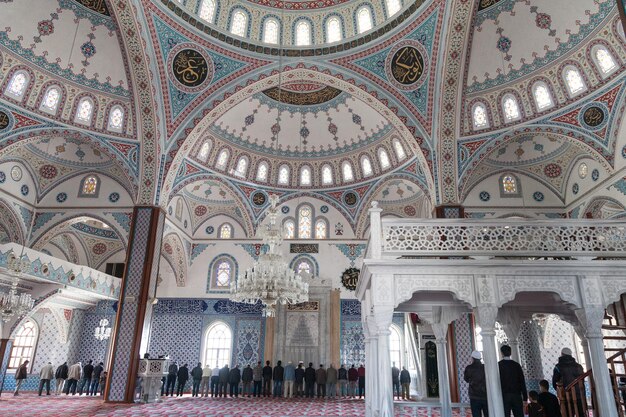 SIDE TURKEY april 19 2012 Turkish Muslims pray in a mosque in Side Turkey