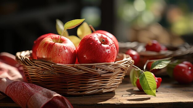 Photo side view of beautiful fresh red apple