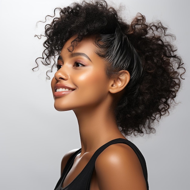 Side view Beauty portrait of African American girl