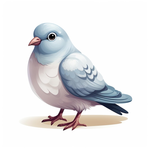 Вид сбоку птица голубь сидит на белом фоне Изображение, сгенерированное AI