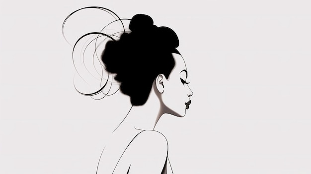 side view of black woman one line drawing modern minimalism art