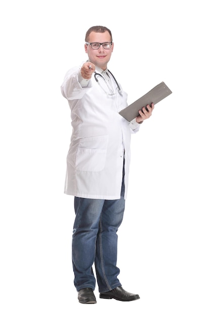 Side view of concentrated male doctor writing reports