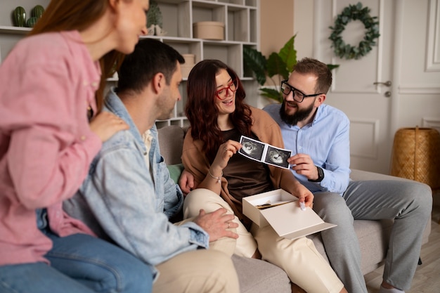 Side view couple announcing pregnancy