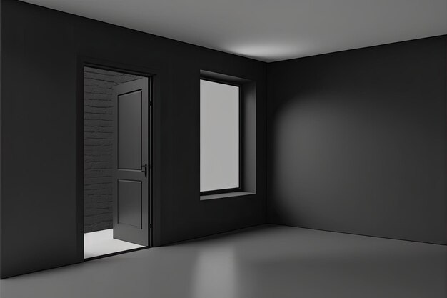 Photo side view of empty contemporary black interior