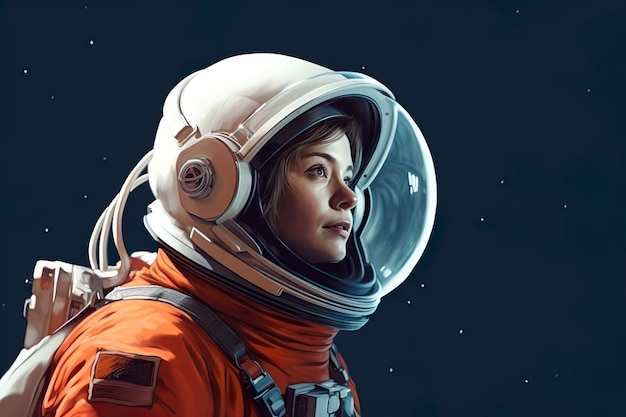 スペーススーツを着た女性宇宙飛行士