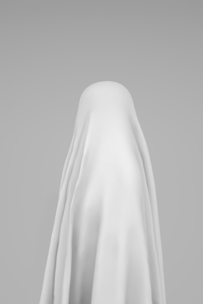 Side view of a ghost on white background. Concept for Halloween