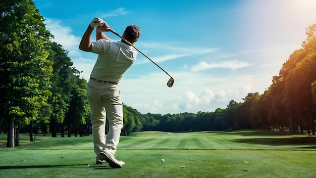 Side view of man playing golf