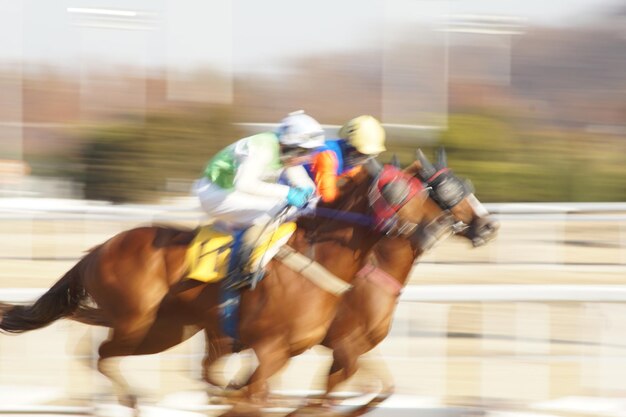 Photo side view of man riding horse