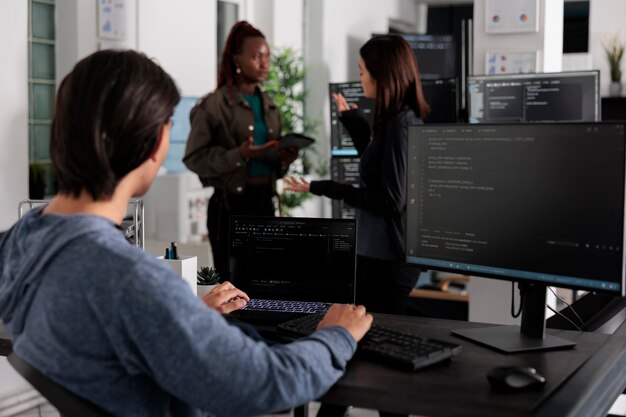 Side view of man working in office