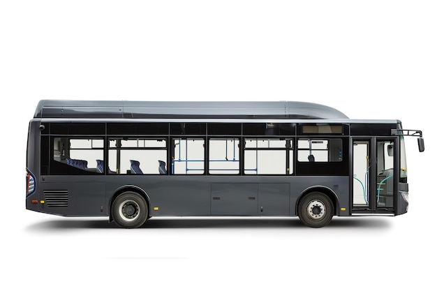 Side view of a modern city bus isolated on a white background