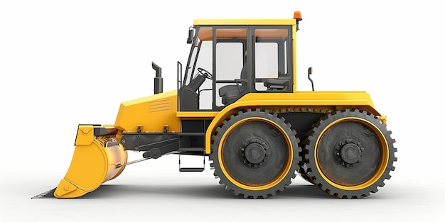 side view of modern yellow road roller