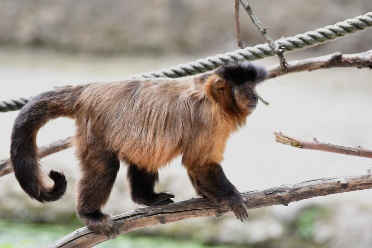 Photo side view of a monkey