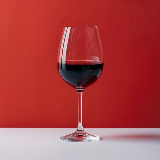 Photo side view red wine in glass on white vertical