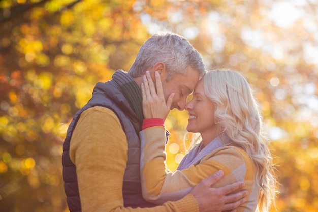 Side view of romantic couple at park