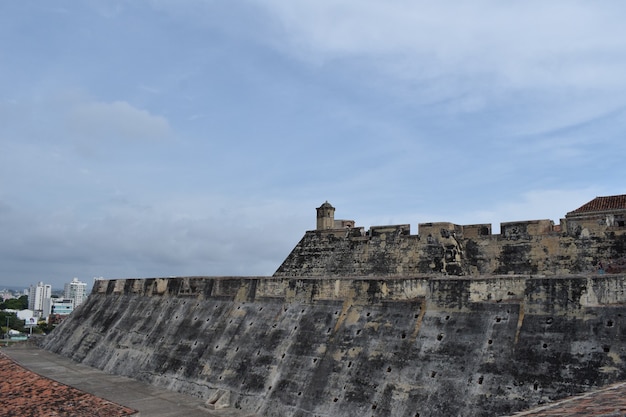 Side view of the San Felipe de Barajas Castle, in Cartagena, Colombia