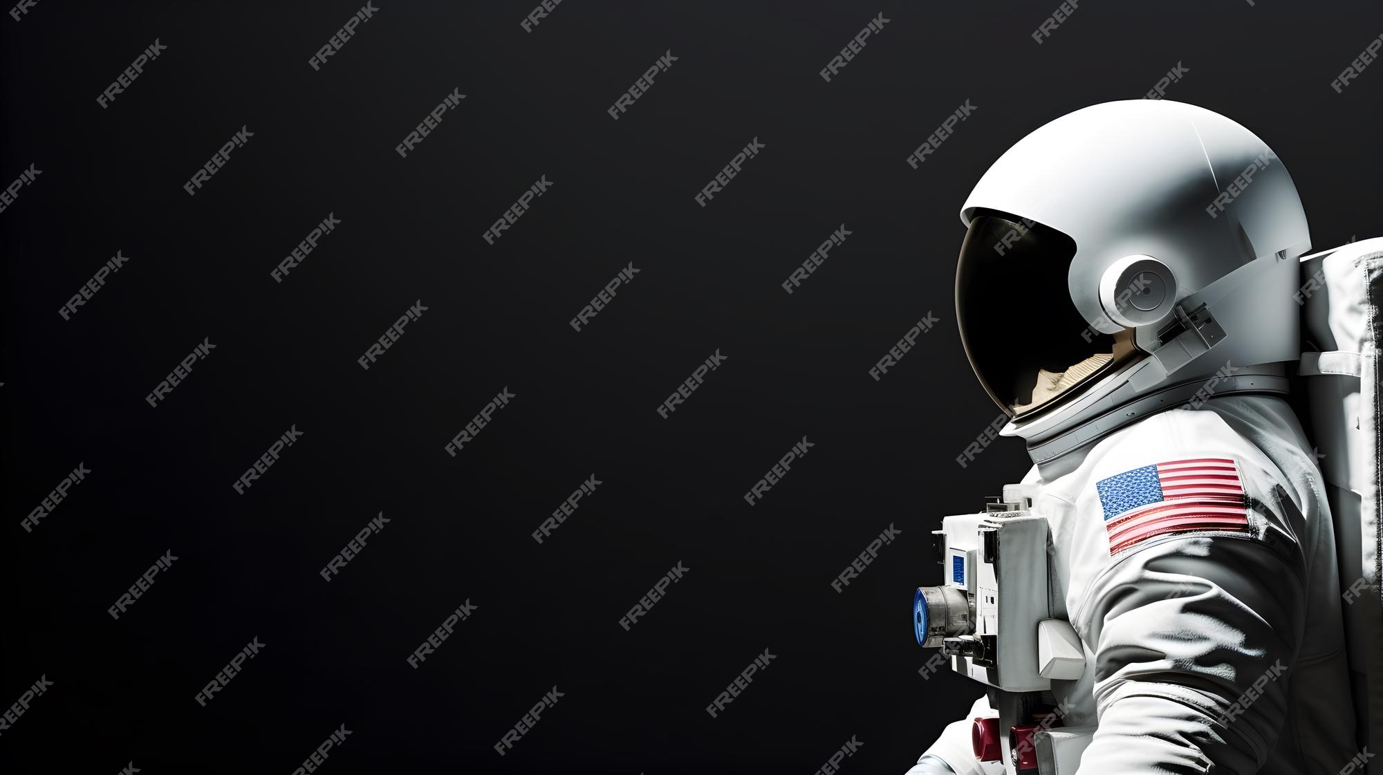 astronaut, standing spaceman isolated on black background Stock Photo -  Alamy