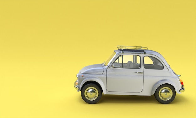 Side view of toy car against yellow background