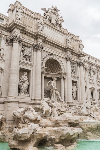 Side view of Trevi fountain in Rome