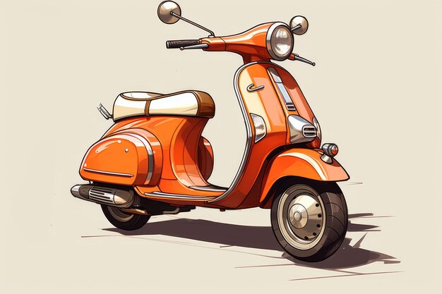 Side view of vintage scooter sketch