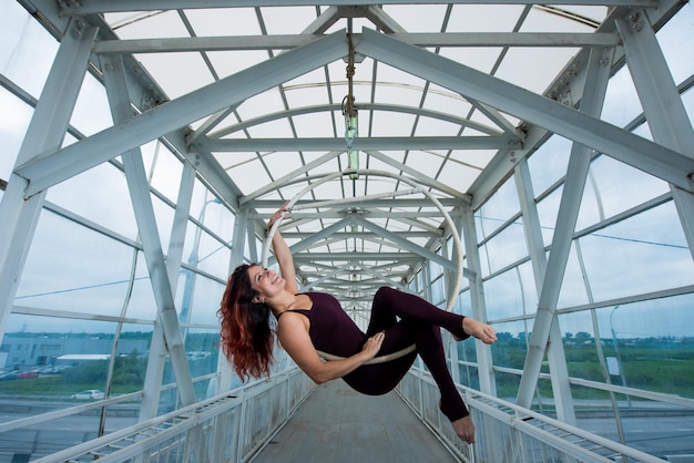 side view of woman against railing