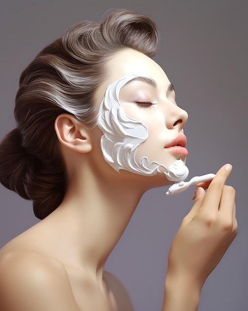 Side view woman applying cream