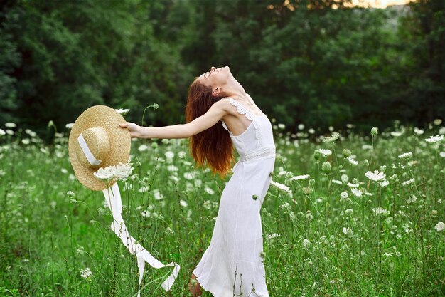 Side view of woman on field