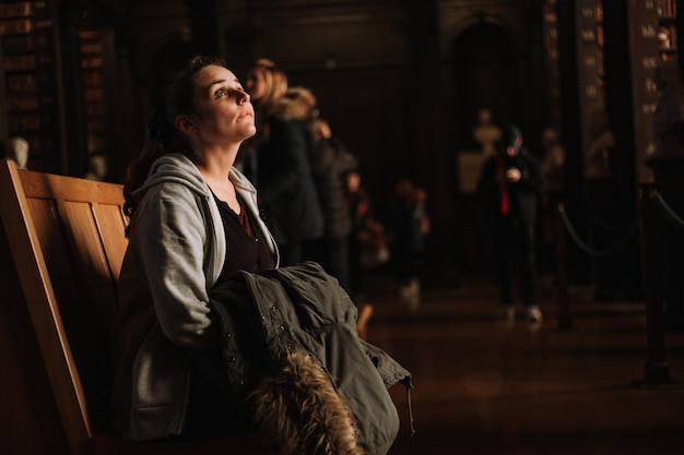 side view of woman looking away