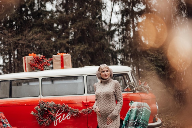 Side view of woman sitting in car