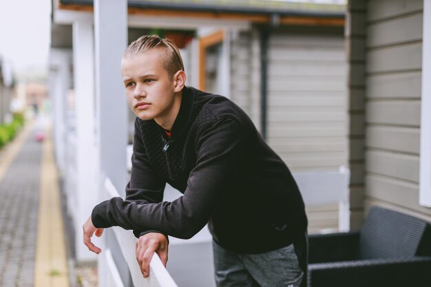 Side view of young man looking away