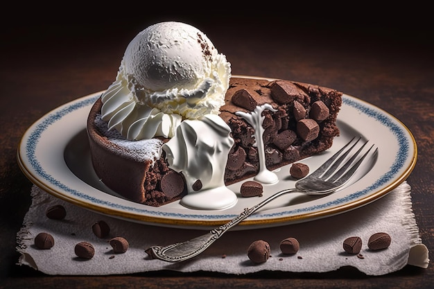 Вид сбоку вкусный шоколадный торт с шоколадной крошкой на сером столе