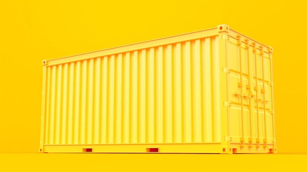 Сторона желтого контейнера Абстрактный фон для размещения баннера и логотипа или сообщения Минимальная концепция идеи 3D Render