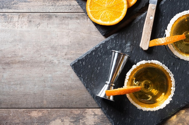 Sidecar cocktail with a sugar rim