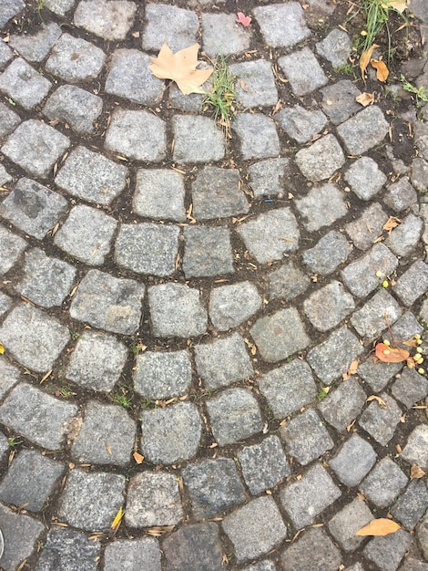 Sidewalk built with cobblestones background