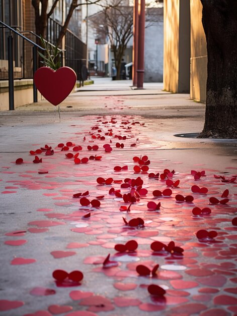 Foto giorno di san valentino sul marciapiede