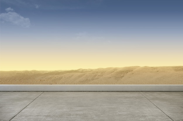 Sidewalk with sand dune background