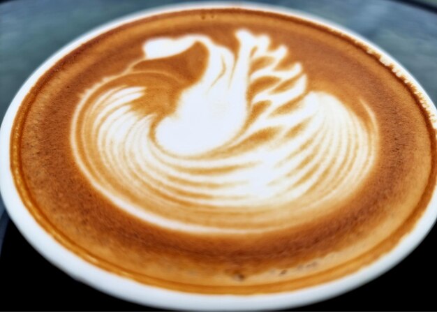 Sideway shop coffee closeup hot latte art coffee background