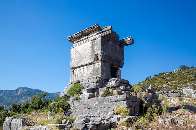 Sidyma Ancient City in Turkey. Rock tombs in Ancient Site of Sidyma, Mugla, Turkey