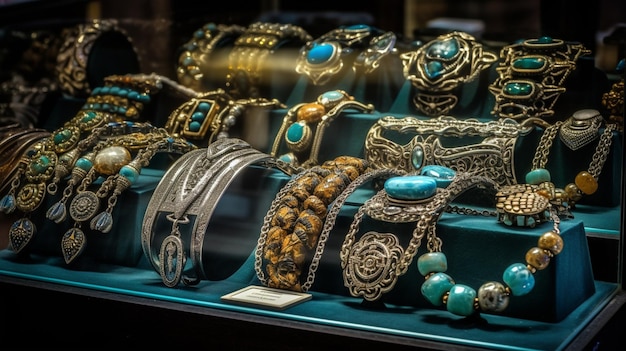 Sieraden tentoongesteld in een etalage